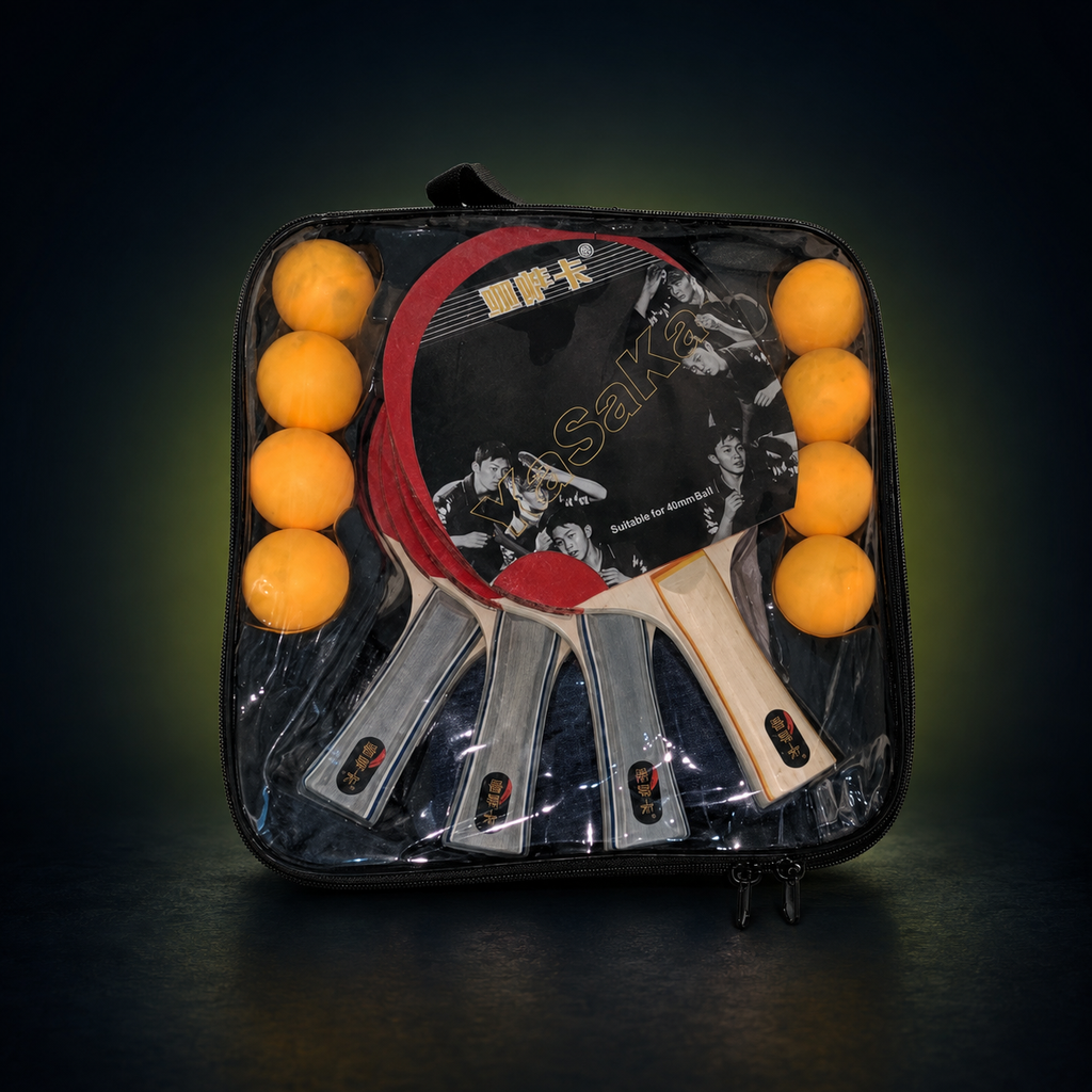 Yasaka Table Tennis Set – 4 Rackets, 8 Balls & Carry Bag