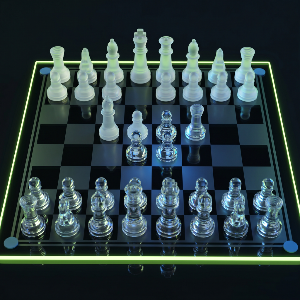 Glass Chess Set – Elegant Frosted & Clear Design