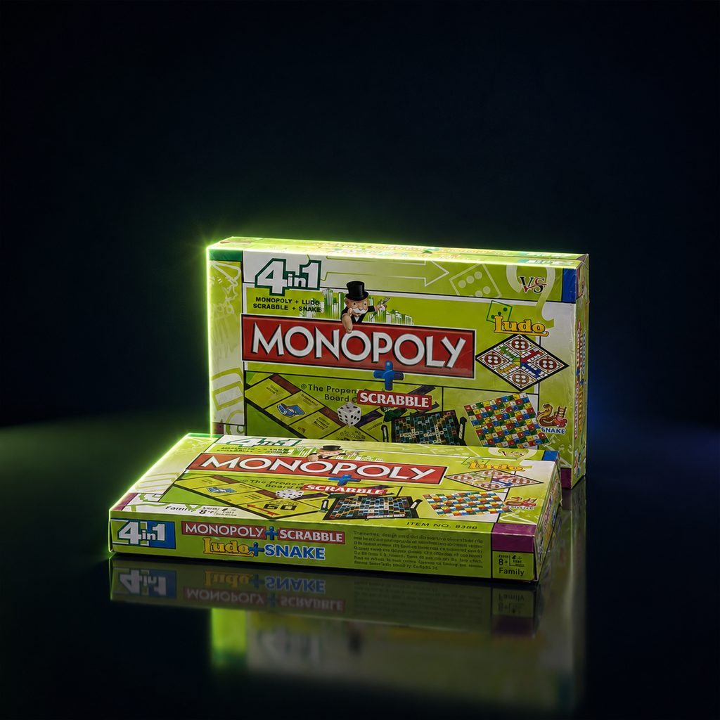 Monopoly 4-in-1 Board Game (Ludo, Scrabble & Snakes)