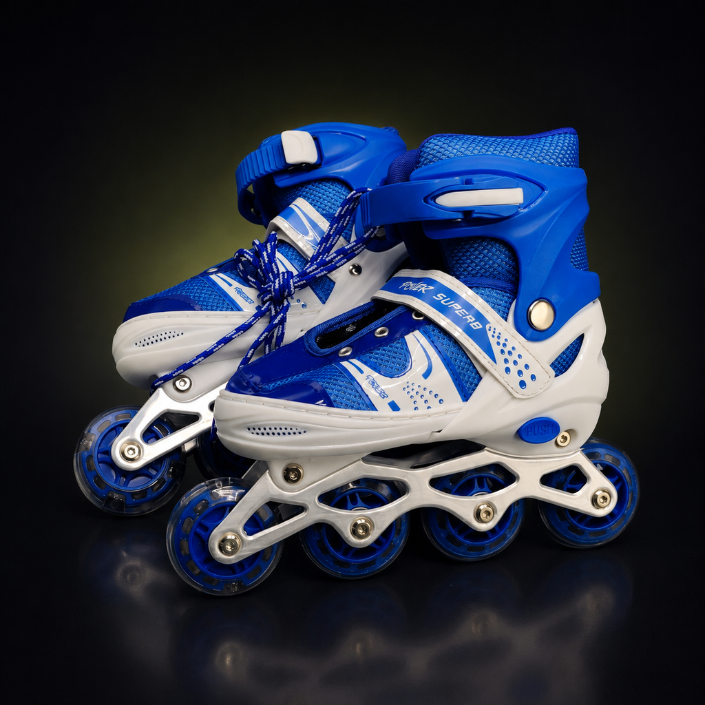 Power Superb Adjustable Inline Skates (Red, S (31-34 cm))
